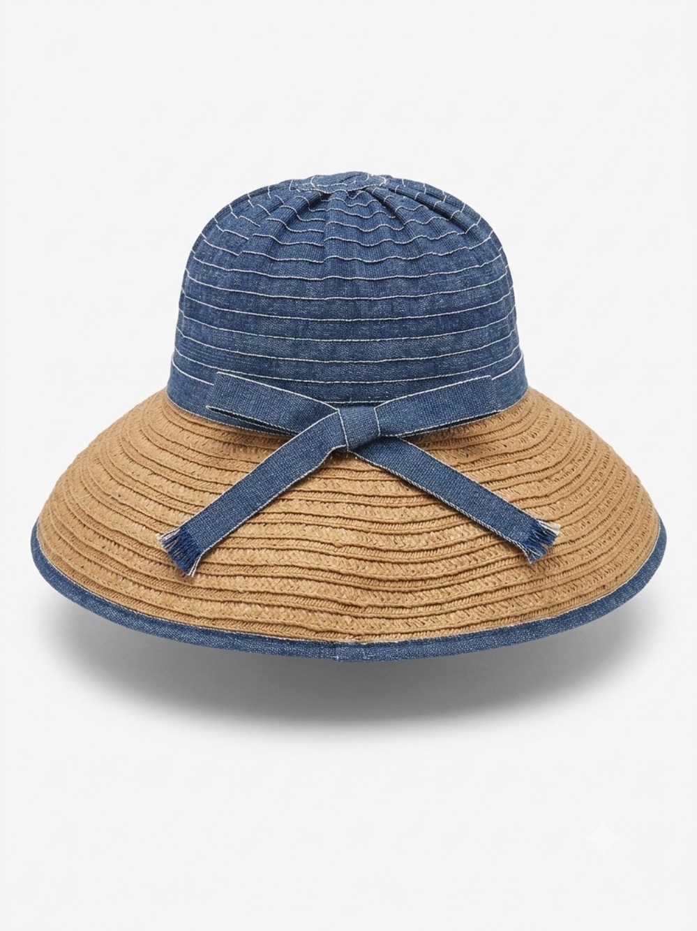 Scala Blue Denim and Natural Straw Sun Hat